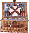 Wicker Picnic Basket for 2 with Waterproof Picnic Blanket and Cutlery, Picnic Set with Sand-Proof Beach Mat, Willow Gift Hamper for Outdoor Lake Beach Camping and Party