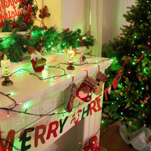 OZS Connectable Red and Green Christmas String Lights, 2Pack Total 164FT 400LED Christmas Lights for Outdoor Indoor, Plug in Tree Lights with 8 Modes, String Lights for Christmas Decorations Holiday - color: Red & Green