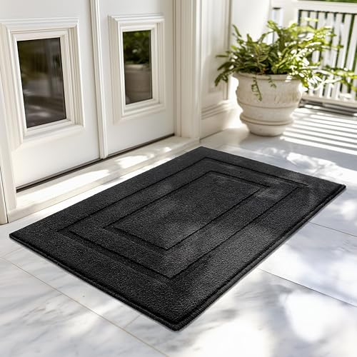GRANNY SAYS Front Door Mat Indoor Entrance, Indoor Door Rugs for Entryway, Low-Profile, Non-Slip Outdoor Rugs, Washable Floor Mat, 36x24, Black - color: A-black, size: 2' x 3' (Rectangular)