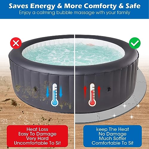 78 Inch Round Hot Tub Mat - Extra-Thick Interlocking Hot Tub Protective Pad Spa Pool Foam Insulation Mat Ground Base Flooring Protector for Portable Inflatable Hot Tub Accessories Outdoor Indoor - color: 2/5 Inch Thickness 78 Inch, Grey