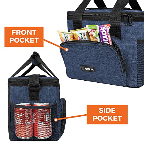 OPUX Soft Cooler Bag, Insulated Collapsible Lunch Cooler Bag for Men Work Camping Beach Travel, Portable Soft Sided Leakproof Waterproof Large Lunch Bag Box with Shoulder Strap 18 Cans, Heather Navy - color: Heather Navy, size: 18 Cans