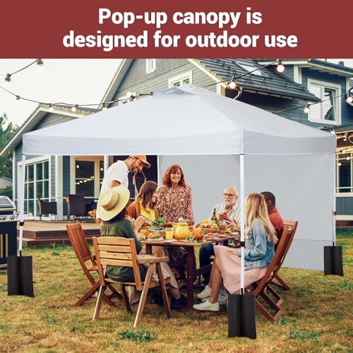 10x10 Red Pop-Up Canopy Tent with Side Walls, Waterproof Sun Shelter, Portable Outdoor Tent for Camping, Beach, Garden & Backyard - color: White with side wall, size: 10x10ft