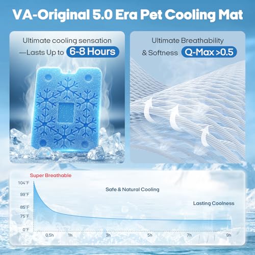 Vagascape Dog Cooling Mat New 5.0 Version Built-in Ice Pack, Long-Lasting Cool 6-8h, 59" x 40" Ultra Thick Soft Vine Pattern Pet Cooling Mat, Washable Foldable Large Cooling Pad for Indoor Outdoor - size: XXL(59“x40”)