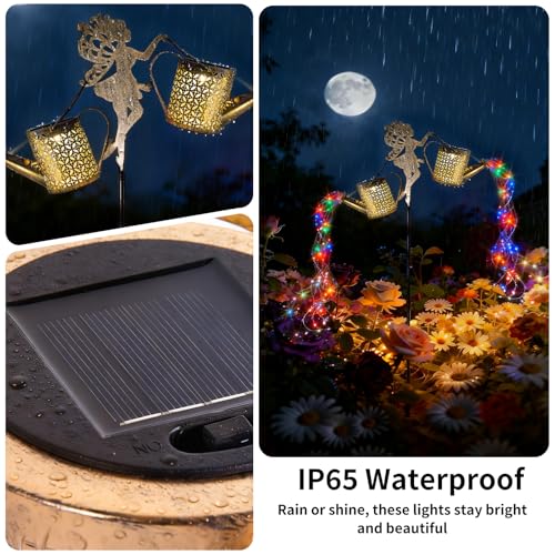 SRNPMIU Solar Watering Can Light - Solar Yard Decorations Outdoor,Garden Decor Lights for Yard,IP65 Waterproof Hanging Lantern Lights,Outside Garden Flower Bed Decor Light for Moms Birthday 2PCS - color: multicolour 2PACK