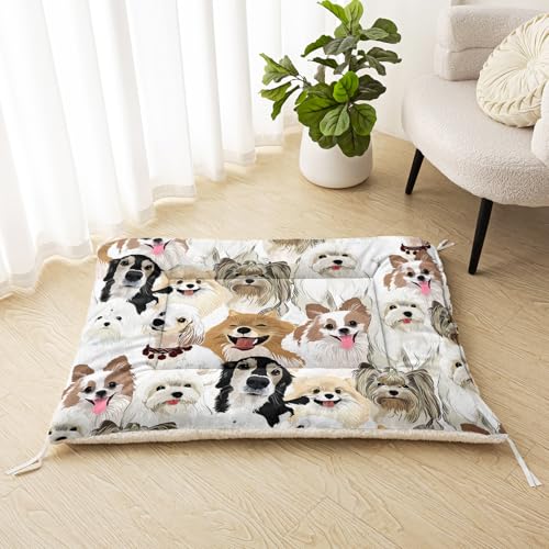 Nttopship Dog Cat Bed Mat Ultra Soft Fluffy Pet Bed Washable Fashion Dog Crate Beds Comfy Comfy Pet Sleeping Pad Suitable for Pet Raised Bed(30"x26") - color: Dog, size: Medium