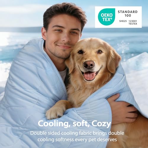 Cooling Blanket for Dogs - Q-MAX>0.4 Waterproof Pet Throw Blanket Bed Cover, Non-Slip Dog Blankets for Couch Protector, Washable Furniture Cover for Summer, Blue,40x60 - color: Light Blue, size: 40x60 Inch