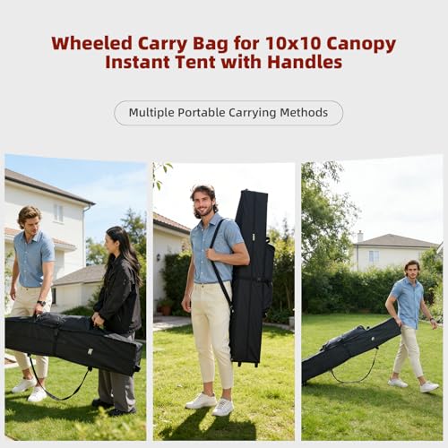 Heavy Duty Wheeled Carry Bag for 10x10 Canopy Tent, Universal Canopy Roller Bag with 4 Handles,600D Waterproof Oxford Fabric Tent Bag Replacement for Camping Tailgating(49.2"x8.7"x8.7") - size: Bag Unfold Size-49.2" x 8.7" x 8.7"