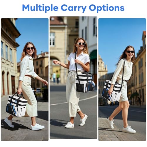 Maelstrom Lunch Box, 20L Insulated Lunch Bag for Men Women, Expandable Double Deck Leakproof Cooler Bag with 6 Pockets, Reusable Lunch Tote Bag for Work, Picnic, Travel, White - color: White