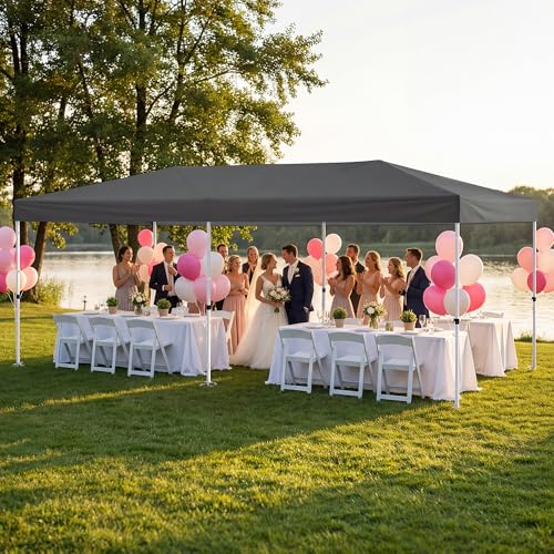 Bealife 10x20 Pop-Up Canopy Tent with 6 Removable Sidewalls, One Push Party Tent Outdoor Waterproof Canopy for Parties Commercial Wedding, 3-Height Adjustable Easy Set Up Gazebo, Carry Bag, (Grey) - color: Gray