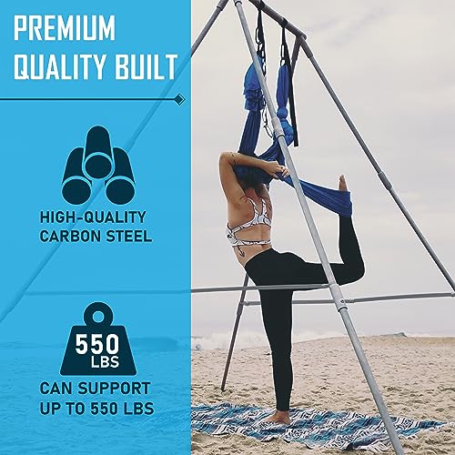 FEBTECH - Aerial Yoga Stand Frame - Heavy Duty Steel Yoga Trapeze Stand Support up to 550 lbs - Portable Indoor Outdoor Arial Stand