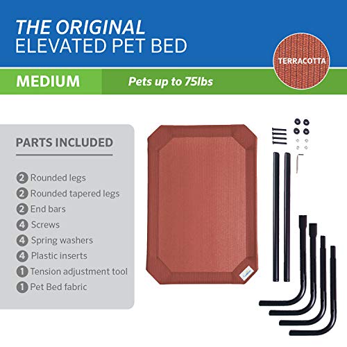 Coolaroo Original Elevated Dog Bed - Breathable Off-The-Ground Pet Bed with Cooling Fabric, Joint Relief & Moisture-Resistant Fabric, 100% Recyclable, Easy Clean, Terracotta, Medium - color: Terracotta, style: Medium Dog Bed