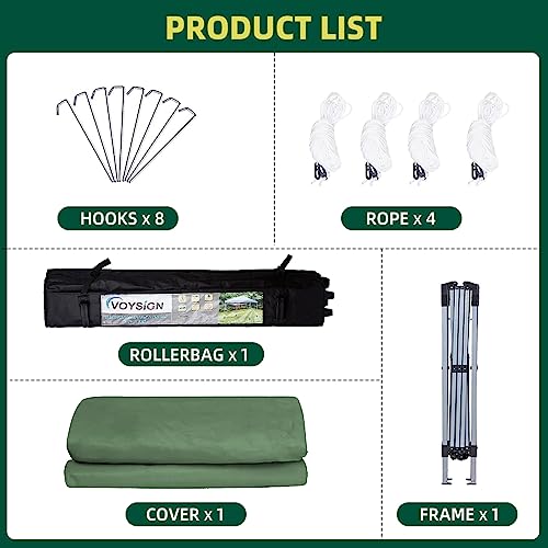 10x10 Pop Up Canopy Tent, Outdoor Instant Sun Shelter - Green, Included 1 x Rolling Storage Wheeled Bag, 4 x Guylines, 8 x Stakes - color: Basic Green