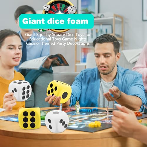 2 Pieces 6 Inches Large Foam Dice Set Giant Foam Dice Soft Dot Dice Toy for Family Educational Toys Parent Child Board Games Nights Casino Themed Party Decoration (Color Set 6) - color: Color Set 6