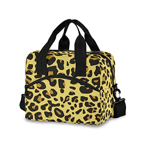 Cheetah Pattern Design Insulated Lunch Bag Reusable Lunch Tote Bag Cooler Bag for Women Men Adult Lunch Box with Adjustable Shoulder Strap Leakproof Lunch Bag for Work School Picnic Camping - color: Cheetah Pattern Design