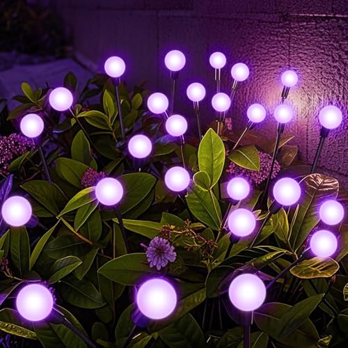 NBQQ Solar Garden Lights Outdoor, Waterproof Solar Powered Lights for Yard Pathway Patio, Swaying Lawn Decor as Gardening Gifts for Women Holiday (Purple, 2 Pack) - color: Purple, size: 2 pack