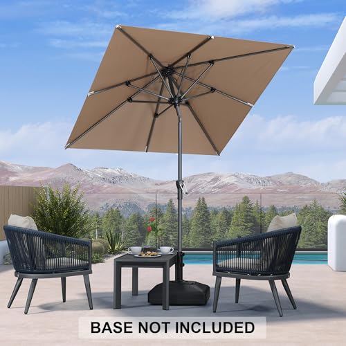 PURPLE LEAF 6' x 6' Square Patio Umbrella Outdoor Table Umbrella Aluminum Frame Market Umbrella Sun Umbrella with 8 Sturdy Ribs Tilt for Garden Deck Lawn Pool Taupe - color: Taupe, size: 6' x 6'
