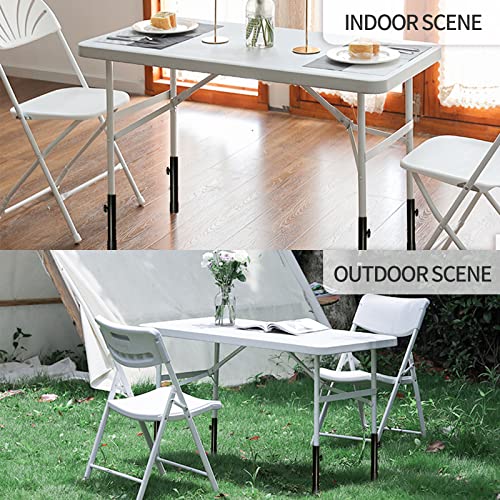 (4-PACK) Folding Table Leg Extenders, Highly Durable Steel Folding Table Leg Risers, Folding Desk Leg Extensions For Straight And Bent Legs, Adjustable Table Height Extenders For Rise 3.6in/5.2in - size: 2 LEVELS ADJUSTABLE HEIGHT