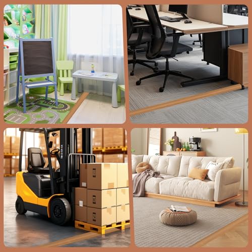 Floor Cord Cover for Wires on Floor Self Adhesive Cord Hider Floor Cable Management Wire Covers for Cords Protector Prevent Cable Trips Cord Cavity W 0.32" x H 0.32", Brown Wood, 3.3Ft - color: Brown Wood, size: 0.78 In x 3.3 Ft