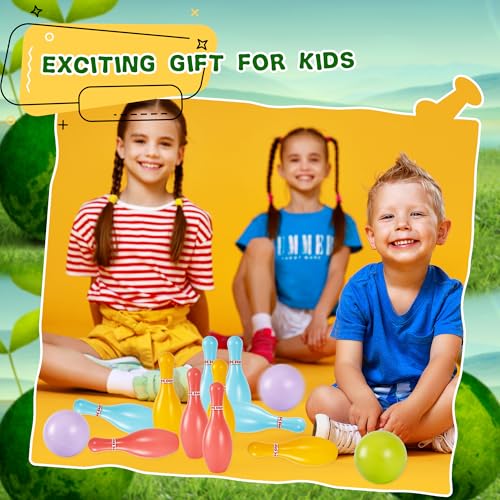 2 Pack Bowling Set Indoor Outdoor Bowling Games Include 20 Bowling Pins and 4 Plastic Ball Lawn Bowling Toy for Kids Boys Girls Family Party Birthday School Educational Gift (Color Set 2) - color: Color Set 2