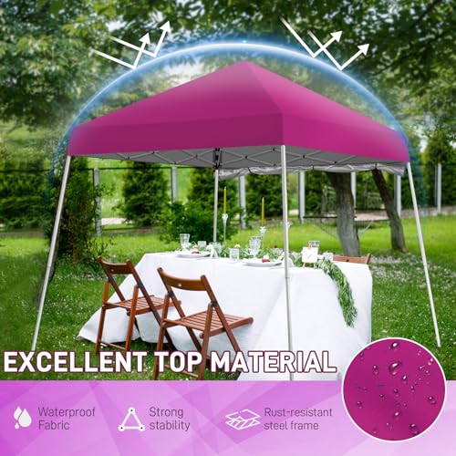 Outvita 6'x6' Pop Up Canopy Tent Commercial Instant Gazebo Tent, Waterproof & UV Protection Canopy Tent with Slant Legs & 1pc sidewall for Party Wedding Birthday BBQ Events - style: 6x6-pink