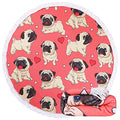 Benefeet Sox Beach Towel Large Round Mandala Pool Towels Tassels Microfiber Quick Dry Beach Blanket Throw Bohemian Roundie Swim Pool Circle Towel, 59 Inches - color: Heart Pug Dog, Pink