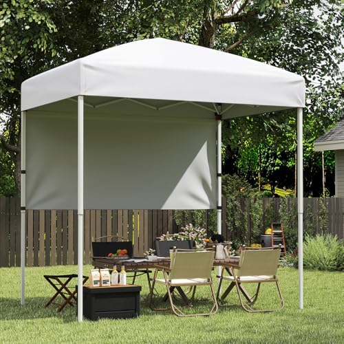 Tangkula 6x4 Ft Pop Up Canopy, UPF 50+ Instant Setup Canopy Tent with Sidewall, 4 Stakes, Portable Outdoor Canopy with Carrying Bag for Camp, Beach, Patio (White) - color: White