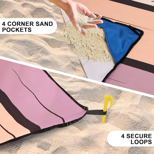 HIHOHO Beach Blanket Waterproof Sandproof Extra Large Beach Mat 79" X 83"/120"x108"for 1-8 Adults Quick Drying Durable Outdoor Picnic Mat for Beach Travel Camping Hiking - color: Coconut Tree-gradient Sunset, size: 79" X 83"（1~3 person）