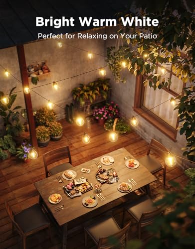 Govee Clear Bulb Outdoor String Lights 144ft, RGBWIC Smart Outdoor Lights with 45 Dimmable LED Bulbs, 111 Scene Modes, IP67 Waterproof & Shatterproof, Works with Alexa, Google & Matter for Patio - size: 144ft