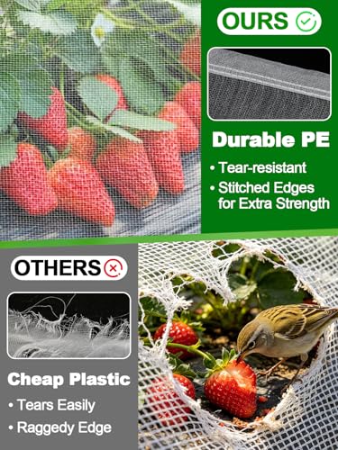 8x25ft Large Garden Netting - Ultra Fine Mesh Plant Covers to Keep Small Animals Pest Out, Bird Barrier Screen for Protecting Vegetables Fruits Flowers Raised Beds (Without Support Pole) - size: 8 x 25ft