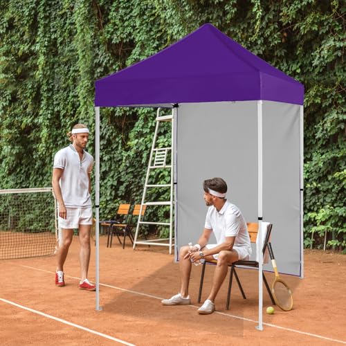 EAGLE PEAK Pop up Canopy 5x5, Outdoor Portable Canopy Tent with One Removable Sunwall, Carry Bag Included, Purple - color: Purple
