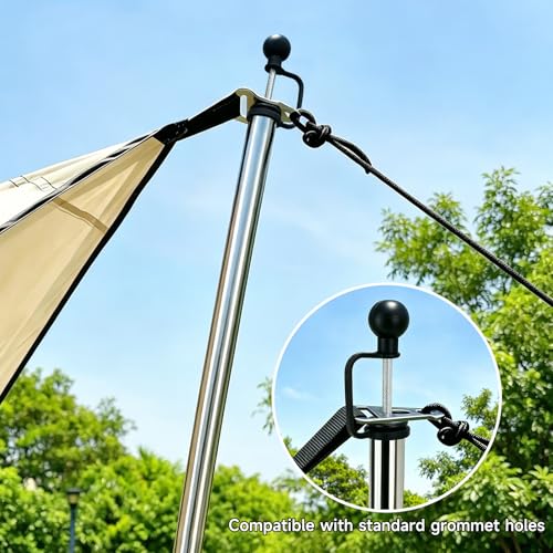 Tarp Poles Adjustable Heavy Duty 90 in Camping Tent Poles for Tarp Portable Telescoping Tent Poles for Awnings Canopy Rain Fly Shelter Set of 2 - color: Tarp Pole Silicone Cap