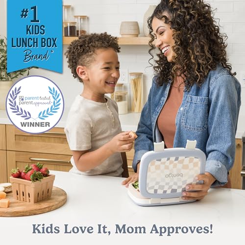 Bentgo Kids 5-Compartment Leak-Proof Bento-Style Lunch Box (Whimsy & Wonder Collection) - Ideal for Ages 3-7, Drop-Proof & Durable, Dishwasher Safe, & PFAS & BPA-Free Materials (Checker Gradient) - color: Checker Gradient