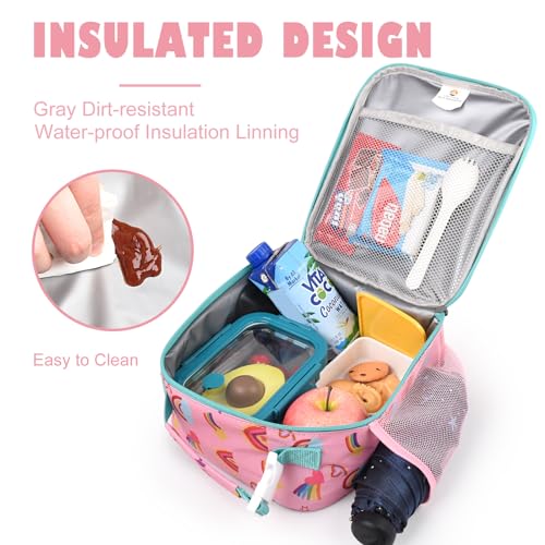 CaCTOUR Lunch Box Kids,Premium Insulated Lunch Bag for Girls Boys,Soft Bag Mini Cooler Back to School Thermal Reusable Lunch Bag for Work School Picnic (Rainbow) - color: C-Rainbow