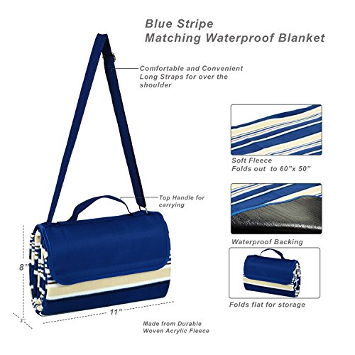 Picnic at Ascot Original Large Insulated Collapsible Basket Cooler with Water resistant Picnic Blanket