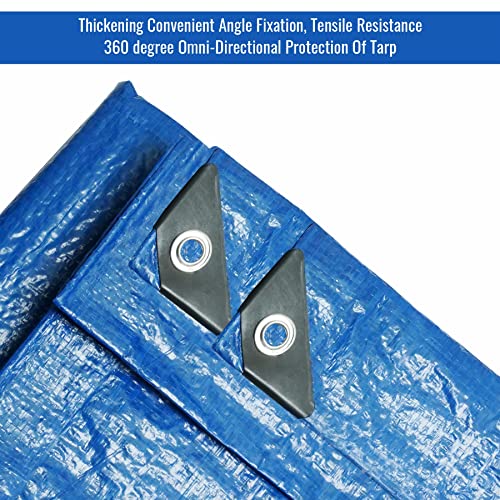 Blue Tarp Pack of 4 Tarps Heavy Duty waterproof 8x10 Large Multipurpose Poly Outdoor Tarps Cover 5 Mil Thickness Blue Tarpaulin Reinforced Rip Resistant Rubber Edges With Aluminum Grommets