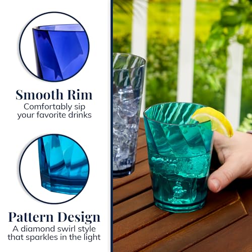 US Acrylic Optix Plastic Reusable Drinking Glasses (Set of 16) 14oz Rocks & 20oz Water Cups in Coastal Colors | BPA-Free Tumblers, Made in USA | Top-Rack Dishwasher Safe - style: 14-ounce/20-ounce