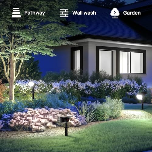 Linkind Solar Spot Lights Outdoor Waterproof IP67, 60 LED Solar Flood Lights 30% High Conversion Landscape Lighting for Garden Yard Pathway (4 Pack, Cool White) - color: Cool White, size: 4 Pack