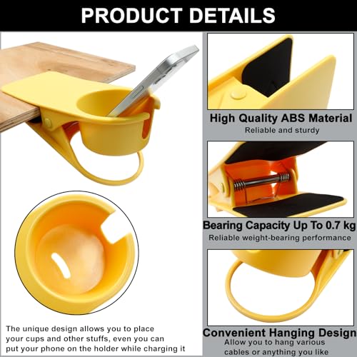 Jiozermi Drinking Cup Holder Clip, Desk Drink Holder with Clip for Water, Soda, Coffee Mug (Yellow) - color: Yellow