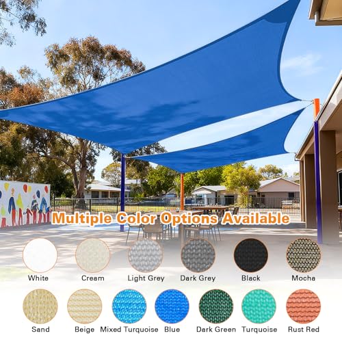 Artpuch Sun Shade Sail, 8'X16' Blue Rectangle Curved Edged Sun Shade, Commercial Grade 185GSM HDPE UV Permeable Outdoor Shade Cloth for Deck, Backyard, Patio (Custom Sizes Made)