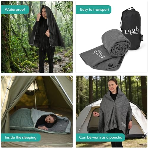 Electric Heated Blanket – Waterproof for Outdoor Camping, Cordless Heating with 3 Heat Levels, Portable Travel Cover w/Storage Bag, Electric Blanket & Battery Heated Blanket (Power Bank Not Included) - color: Gray