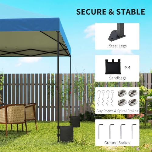 Outsunny 10 x 10 ft Pop Up Canopy Tent with One Push Setup, Easy Setup Outdoor Portable Instant Canopy Shelter with Wheeled Carry Bag, Sandbags, Adjustable Height for Parties, Events, Dark Blue - color: Dark Blue