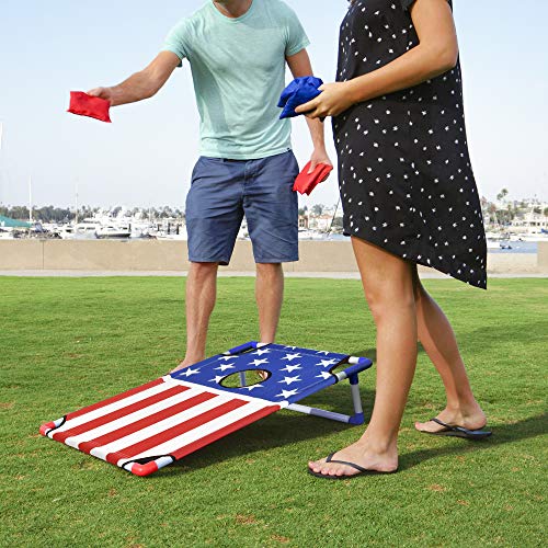 GoSports Portable Cornhole Game Sets – Premium Outdoor Lawn or Beach Toss Game - style: America