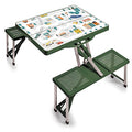 Picnic TIME Portable Folding Picnic Table with Seats for 4, Collapsible Aluminum Table with Benches & Umbrella Hole, Lightweight Foldable Table for Camping, Travel, Backyard, Tailgating | with Umbrella Hole - color: Play Town - Green