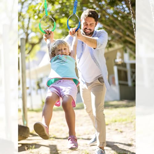 PELLOR Multi-Color Ninja Rings, Gymnastic Rings Backyard Playground Training Equipment Play for Kids & Adults, Swing Bar for Backyard Ninja Warrior Obstacle Course Kits - color: 6 Color