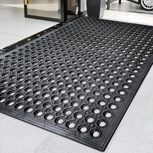 60"x35" Outdoor Rubber Floor Mats Non-Slip Restaurant Mat Commercial Kitchen Heavy Duty Mat Drainage Mats for Outside Industral Pool Entrance Bar Wet Area - size: 60”L x 35"W x 0.3"H
