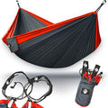 Legit 2 Person Camping Hammock - Double Tree Hammock - Portable & Heavy Duty - Perfect for Outdoor & Travel - color: Ruby / Charcoal