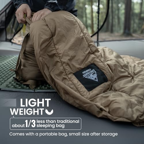 OneTigris Featherlite Ultralight Sleeping Quilt, Weighs 35oz, Warm Hammock Topquilt 40 Degree, with Footbox, Perfect for Outback Camping, Hiking, Backpacking and Hammocks - color: Coyote Brown