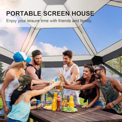 COBIZI 12x12 FT Pop Up Canopy Stargazing Tent, Gazebos On Clearance with Removable Roof, Screened in Gazebo, Screen Tents Portable carpas para Patio for Outdoor Camping,Backyard, Garden,Grey(Pro) - color: Gray, size: 12x12ft Stargazing Gazebo with 5 sidew