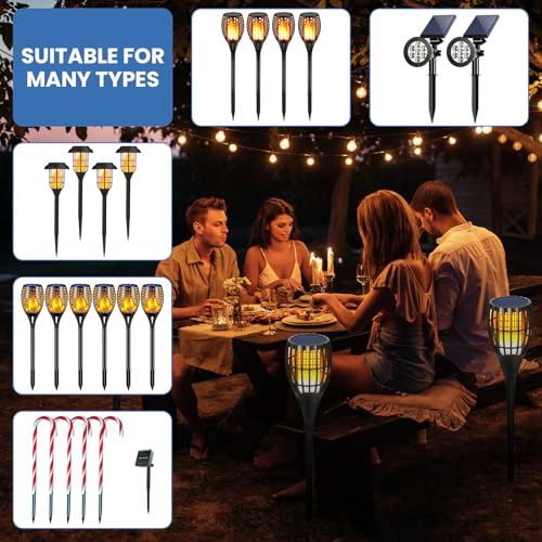12 Sets Metal Replacement Stakes for Solar Lights, Fits 3/4" Poles / 0.78" ID Solar Path Lights, Ideal for Garden, Lawn, Backyard, Patio & Outdoor Landscape Lamps, 5-3/8" Long - size: Metal-12 Sets