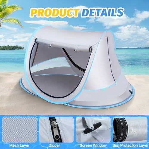 Baby Beach Tent, Pop Up Toddler Travel Bed for Boys or Girls, Sun Shade for Toddler Camping, Infant Portable Sun Shade, Summer Beach Baby - style: Gray Baby Tent